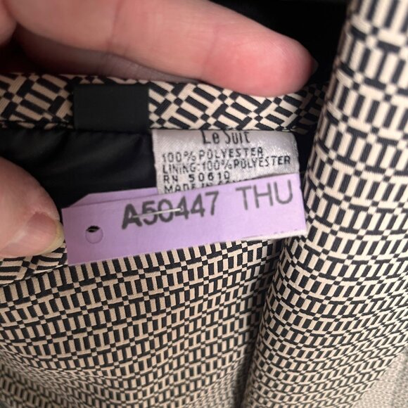 Le Suit Womens Black White Geometric Blazer Skirt Set Size 14 Office Career Corp - Picture 8 of 16